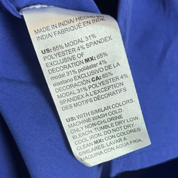 Chico's Embellished Colorblock Top in Seafaring Blue & Black Size Large (16) - Picture 12 of 13